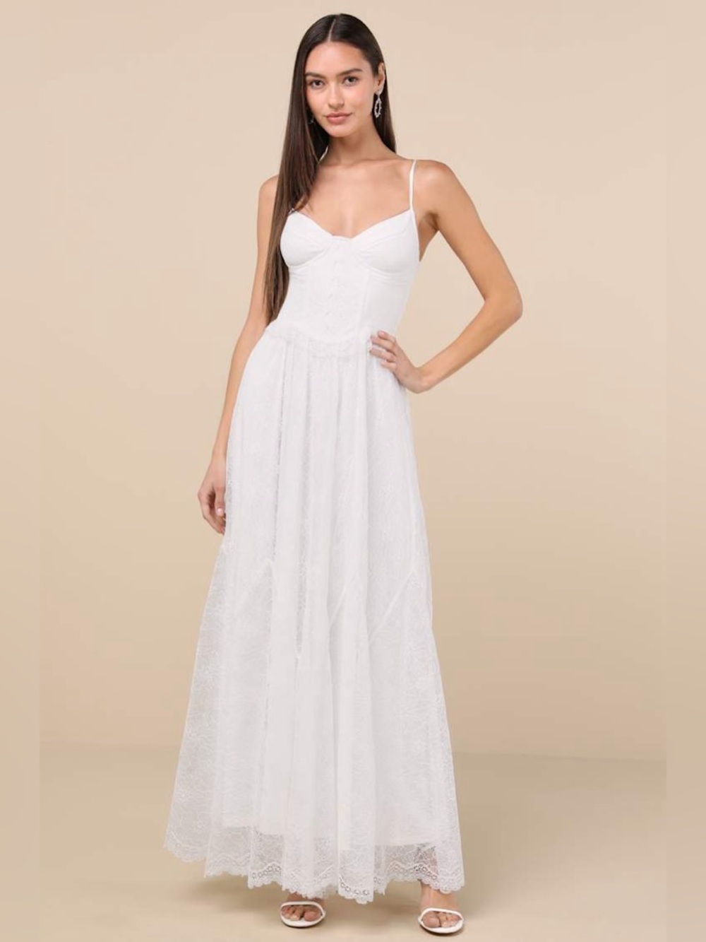 LULU'S Bia White Lace Bustier
Maxi Dress - Picture 2 of 6